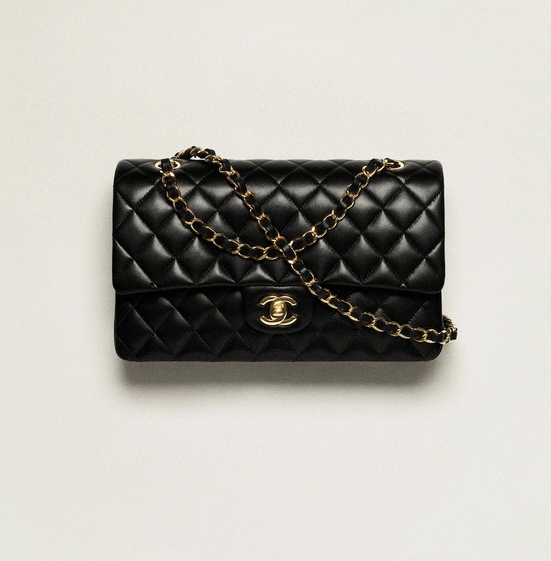 CHANEL Classic 11.12 Handbag Black Lambskin Gold Hardware