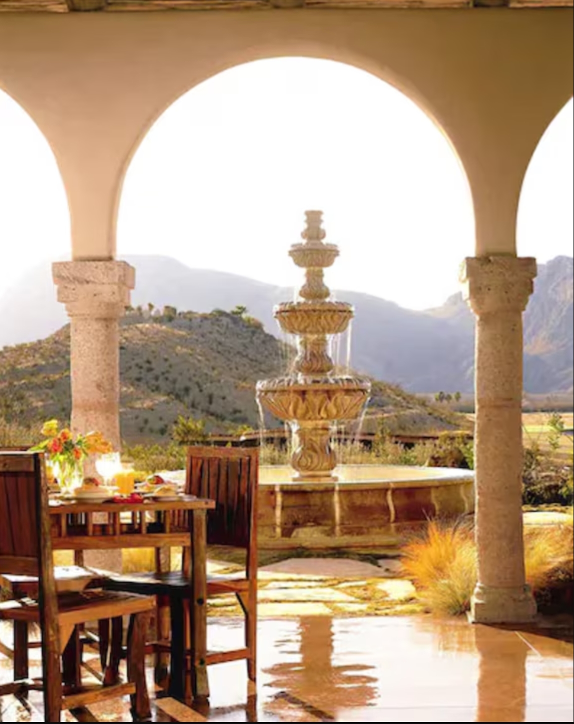 Lajitas Golf Resort patio with mountain view